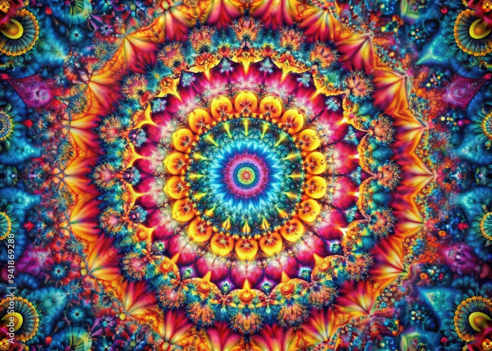 Psychedelic Tapestry: Dreamy, vibrant, fractal-inspired, abstract, kaleidoscopic Psychedelic Tapestry: Dreamy, vibrant, fractal-inspired, abstract, kaleidoscopic