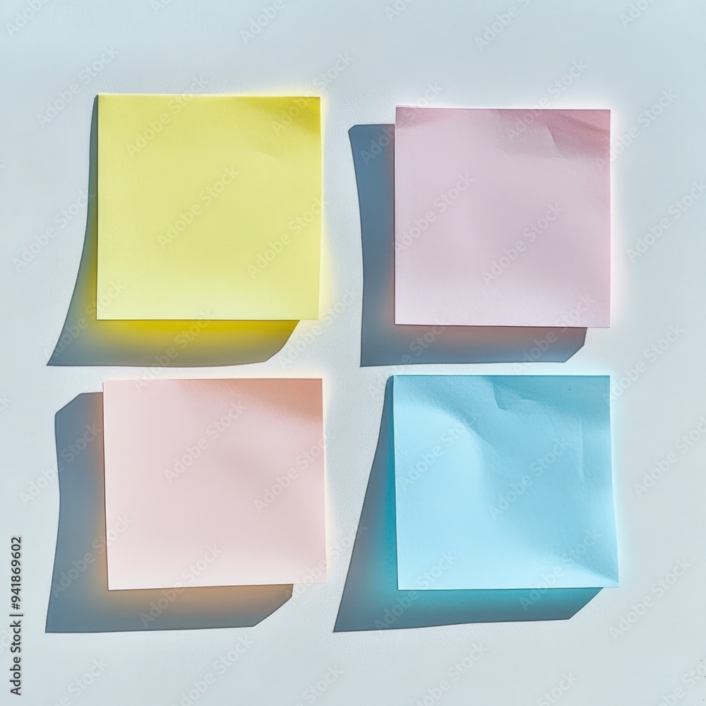 Fototapeta premium A collection of sticky notes in different colors.