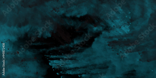 Black and teal pastel smoke abstract beautiful Background. Watercolor 5ea green grunge abstract painting stylist charming modern texture. Seamless Blue deep sea grunge texture vintage background.