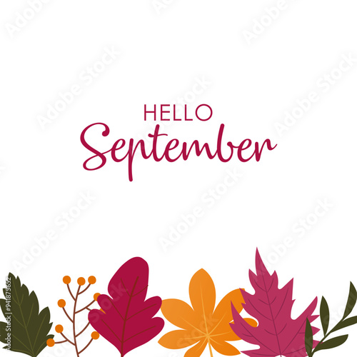 hello september vector background. it is suitable for card, banner, or poster