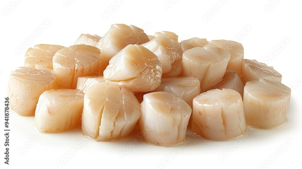 Fresh Scallops Isolated on White Background. Fresh Scallops Isolated on White Background.