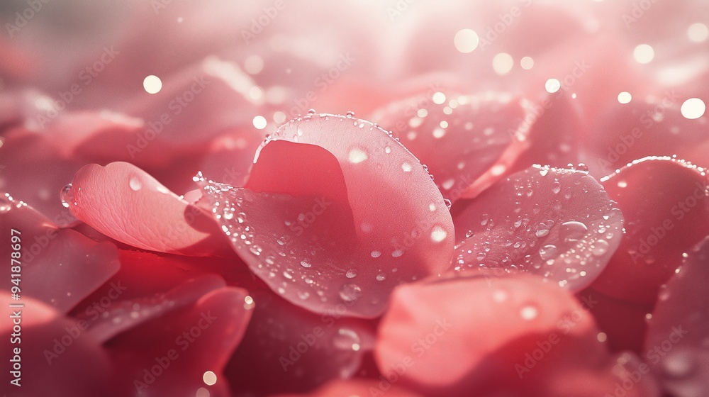 Pink background from rose petals with dew drops. Pink background from rose petals with dew drops.
