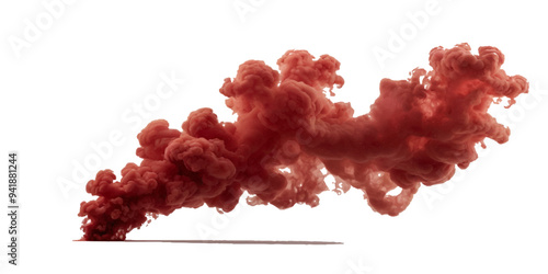 Beautiful vector red smoke plume isolated on transparent background and for festival explosion burst isolated