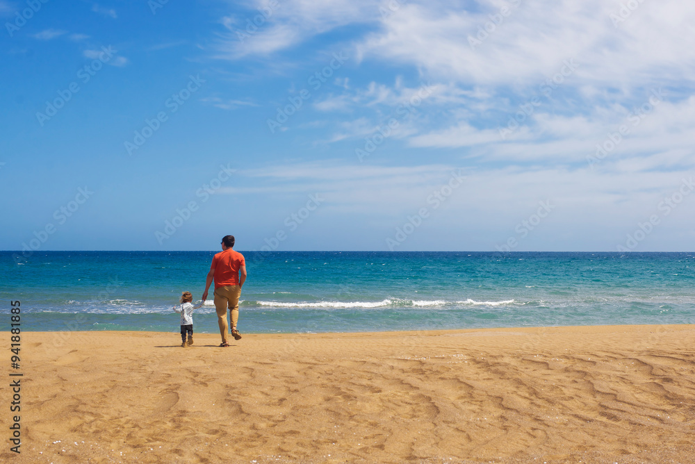 Landscape of the seashore and two people Landscape of the seashore and two people