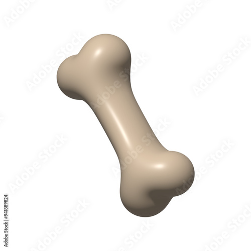 Dog bone 3D render illustration isolated on white background