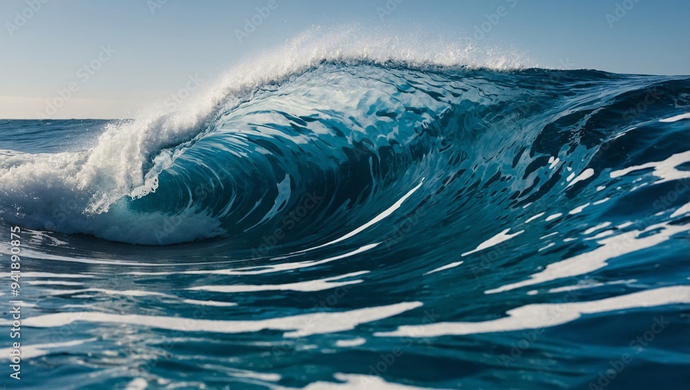 An abstract wave pattern in blue and white evoking the ocean's motion An abstract wave pattern in blue and white evoking the ocean's motion