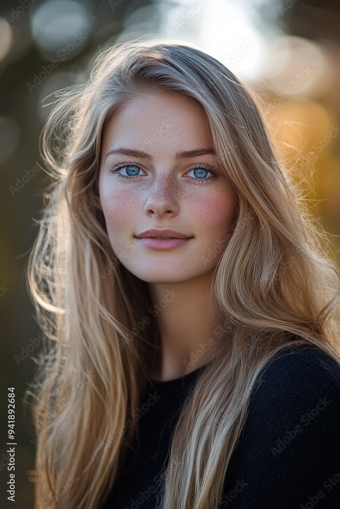 Beautiful girl in an autumn nature background blonde with blue eyes Beautiful girl in an autumn nature background blonde with blue eyes