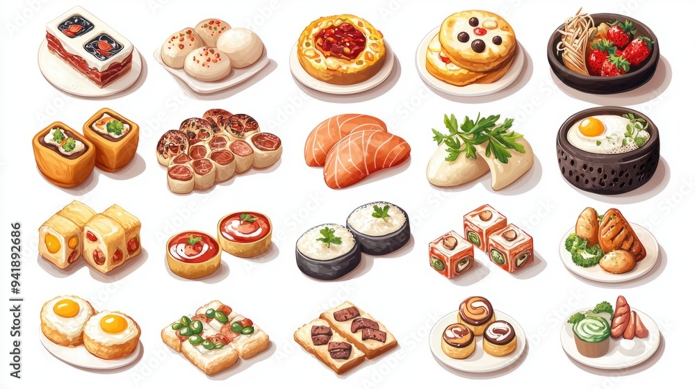 Isometric Food and Cuisine Elements - Culinary Icon Set for Menu Design and Culinary Graphics Isometric Food and Cuisine Elements - Culinary Icon Set for Menu Design and Culinary Graphics