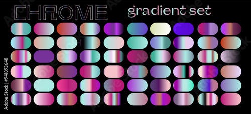 Chrome gradients of holographic colors for art and design.