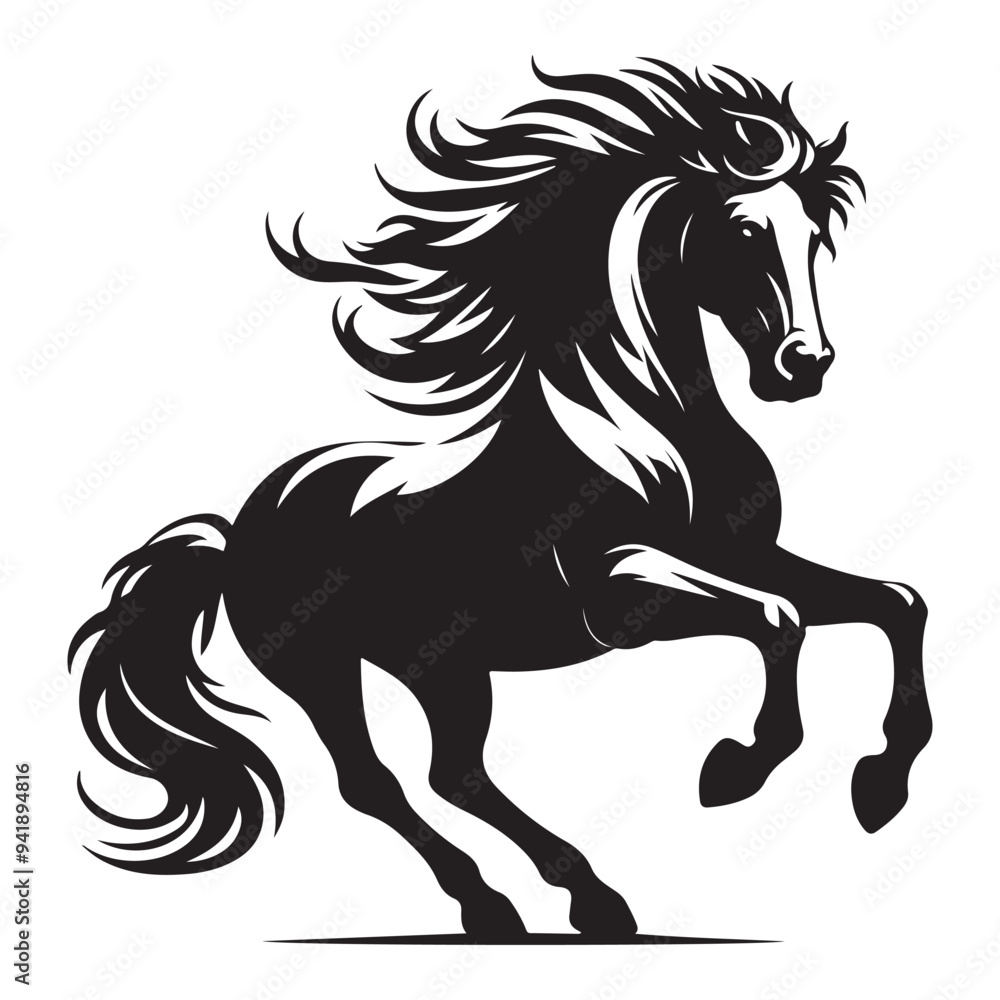Obraz premium Jumping Horse Silhouette Clip Art, Horse silhouette vector