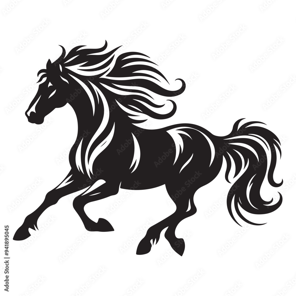 Obraz premium Jumping Horse Silhouette Clip Art, Horse silhouette vector