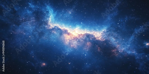 A vibrant nebula with swirling clouds of gas and dust, illuminating the vast expanse of space with celestial light.