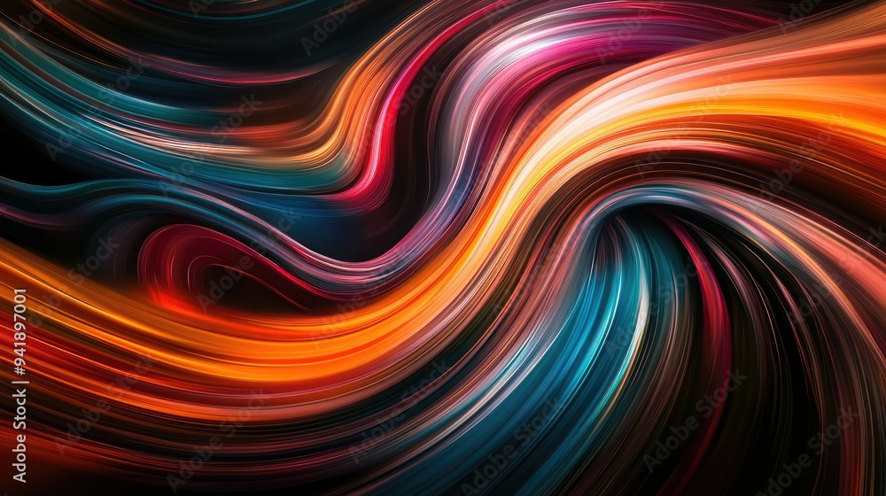 Dynamic swirling lines in vibrant colors, creating a sense of movement and energy, dark background - Dynamic swirling lines in vibrant colors, creating a sense of movement and energy, dark background -