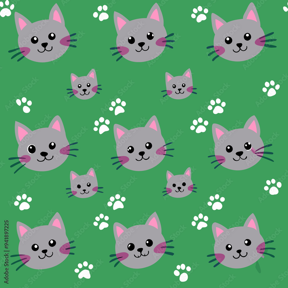 seamless pattern with cats and birds seamless pattern with cats and birds