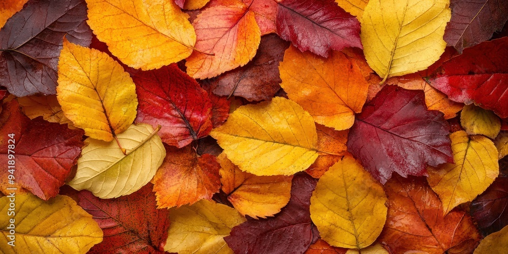 A carpet of autumn leaves in a park A carpet of autumn leaves in a park