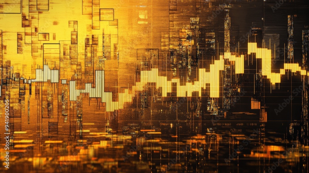 A high-resolution image of a gold trading chart with candlestick patterns, showing recent price movements and technical indicators. A high-resolution image of a gold trading chart with candlestick patterns, showing recent price movements and technical indicators.