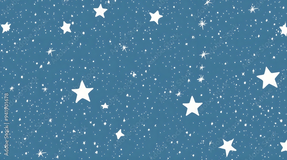 Fototapeta premium White Stars on Blue Background, Abstract Image, Texture, Pattern, Wallpaper, Cover and Screen of Smartphone, Cell Phone, Computer, Laptop, 9:16 and 16:9 Format
