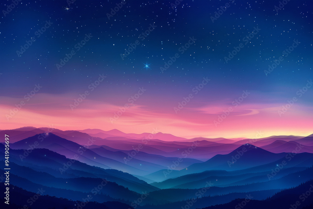 Obraz premium A beautiful mountain range with a purple sky