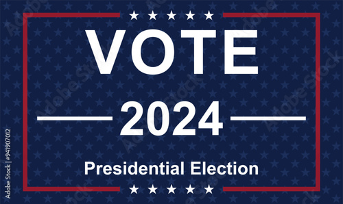 USA 2024 Presidential Election background with American flag colors design. Election event banner, card, poster, template, voting communication, background. Vote day, November 5. Vector illustration.