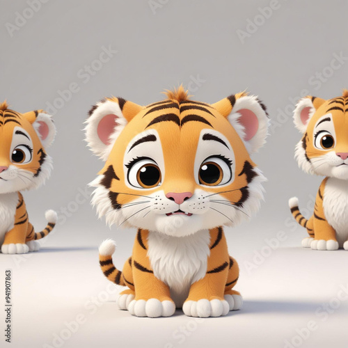 3d Cute Tiger and pet