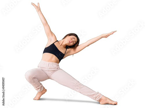 Wallpaper Mural cute girl doing yoga isolated on transparent background Torontodigital.ca