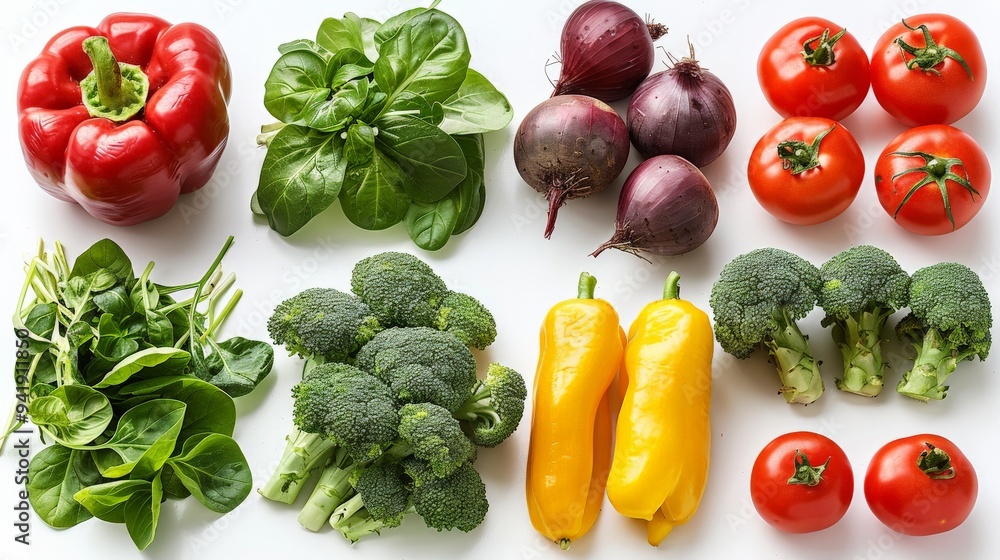 Fresh and vibrant vegetable assortment on a bright surface showcasing nature’s bounty in a colorful arrangement. Generative AI Fresh and vibrant vegetable assortment on a bright surface showcasing nature’s bounty in a colorful arrangement. Generative AI