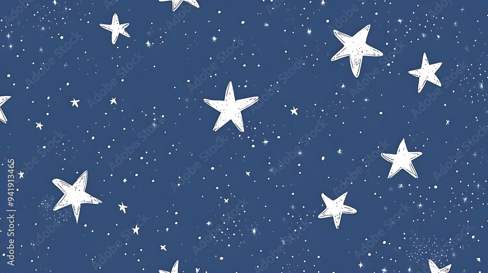 Fototapeta premium Silver Stars on Blue Background, Abstract Image, Texture, Pattern, Wallpaper, Cover and Screen of Smartphone, Cell Phone, Computer, Laptop, 9:16 and 16:9 Format