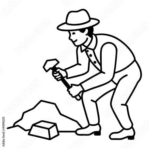 Wallpaper Mural Geologist at Work Rock Examination with Hammer Torontodigital.ca