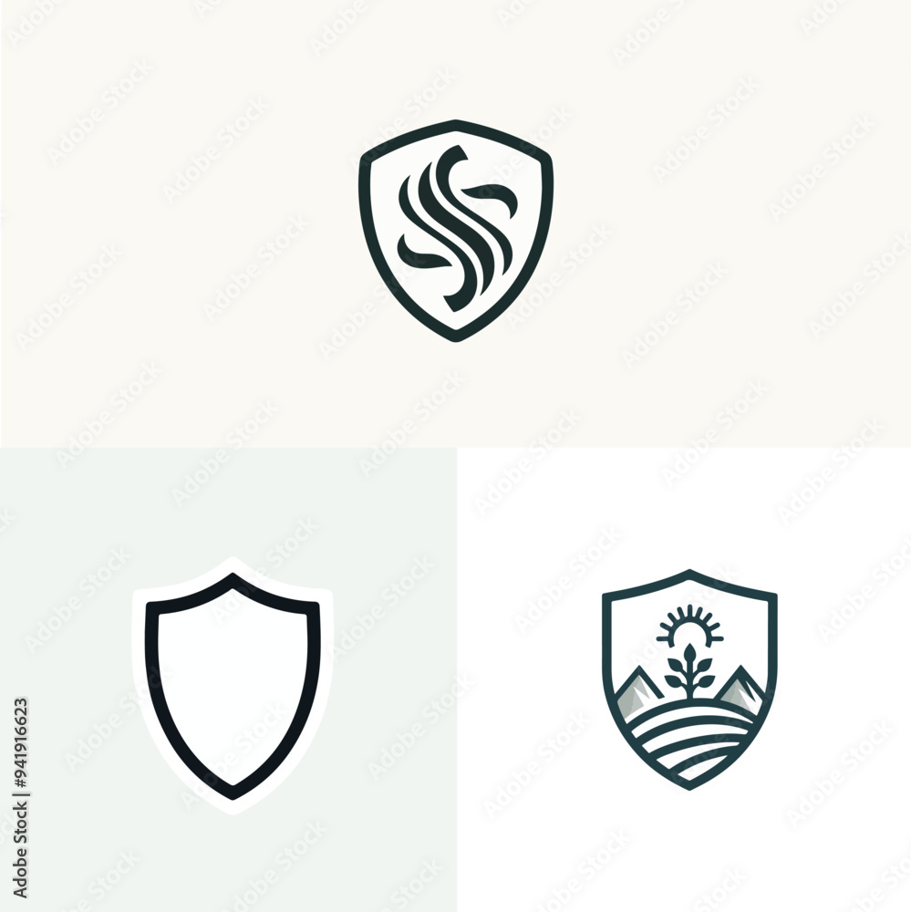 set of shield icons set of shield icons