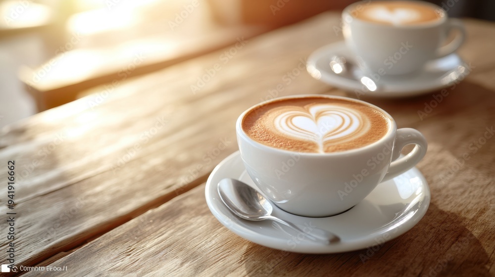 The heart-shaped latte art The heart-shaped latte art