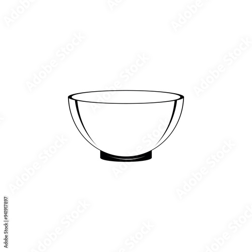 Black and white bowl vector icon. Elements for cartoon and food templates