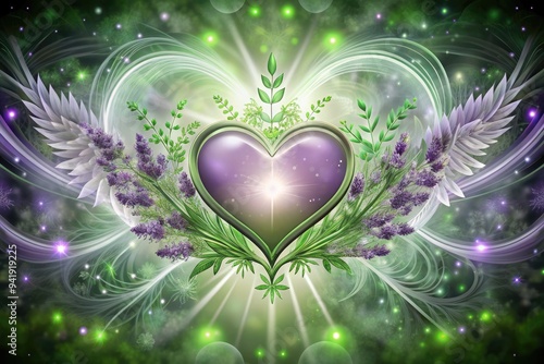 Spectral Heartstrings: Lavender, olive green, ethereal, somber, icon as ethereal glow photo