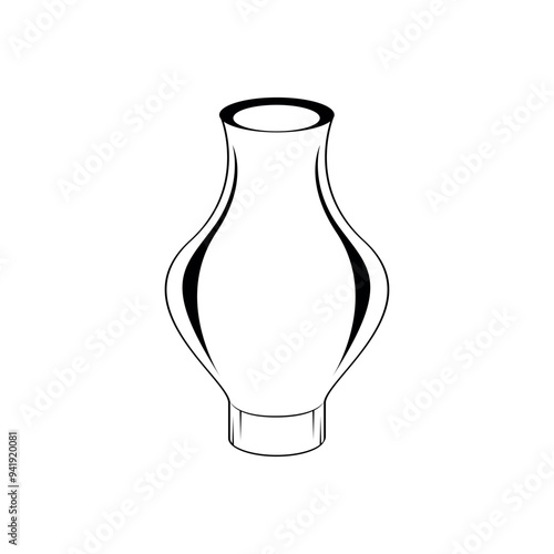Flower vase, porcelain icon vector element for antiques template