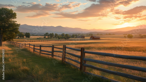 Golden Sunset over Rural Landscape