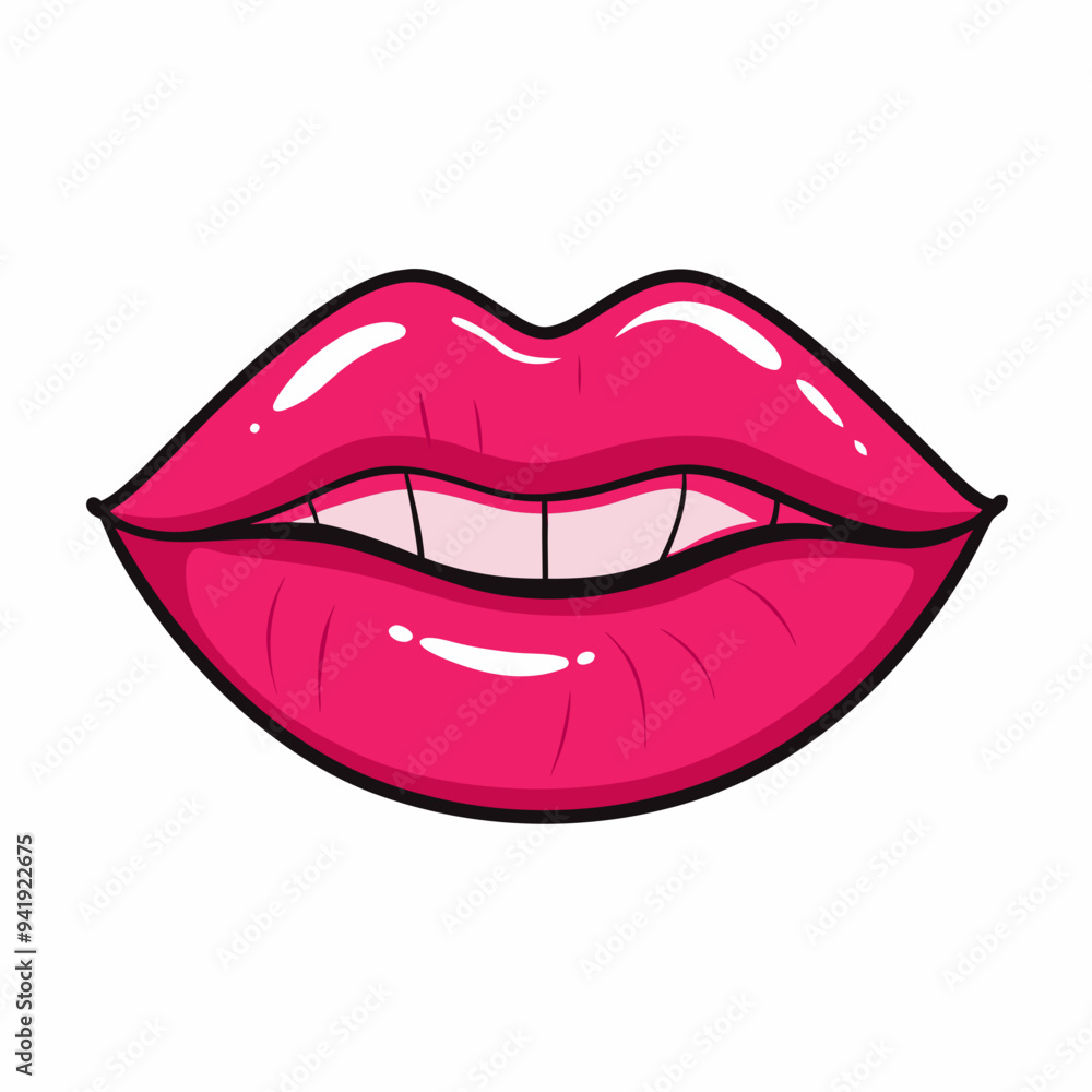 Obraz premium Lips Silhouette white background