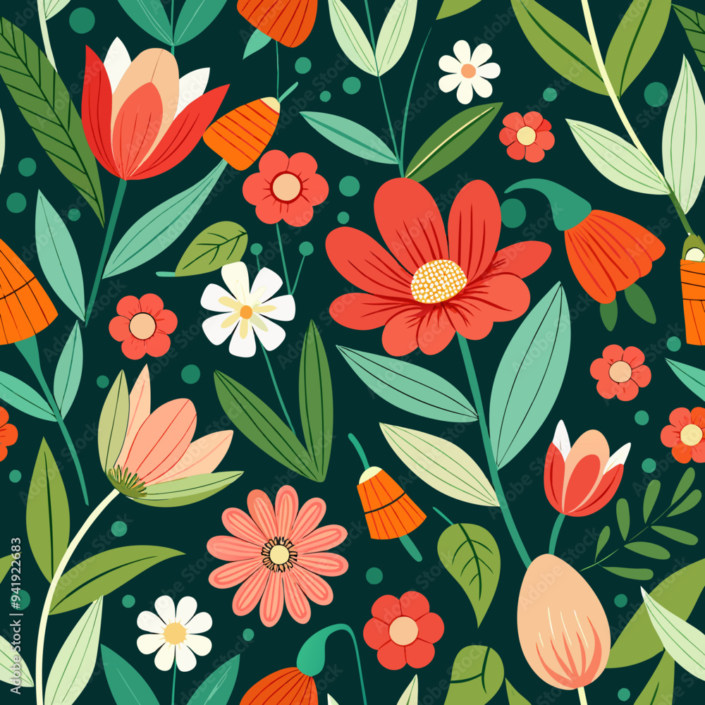 seamless floral pattern, seamless floral pattern with spring flowers seamless floral pattern, seamless floral pattern with spring flowers