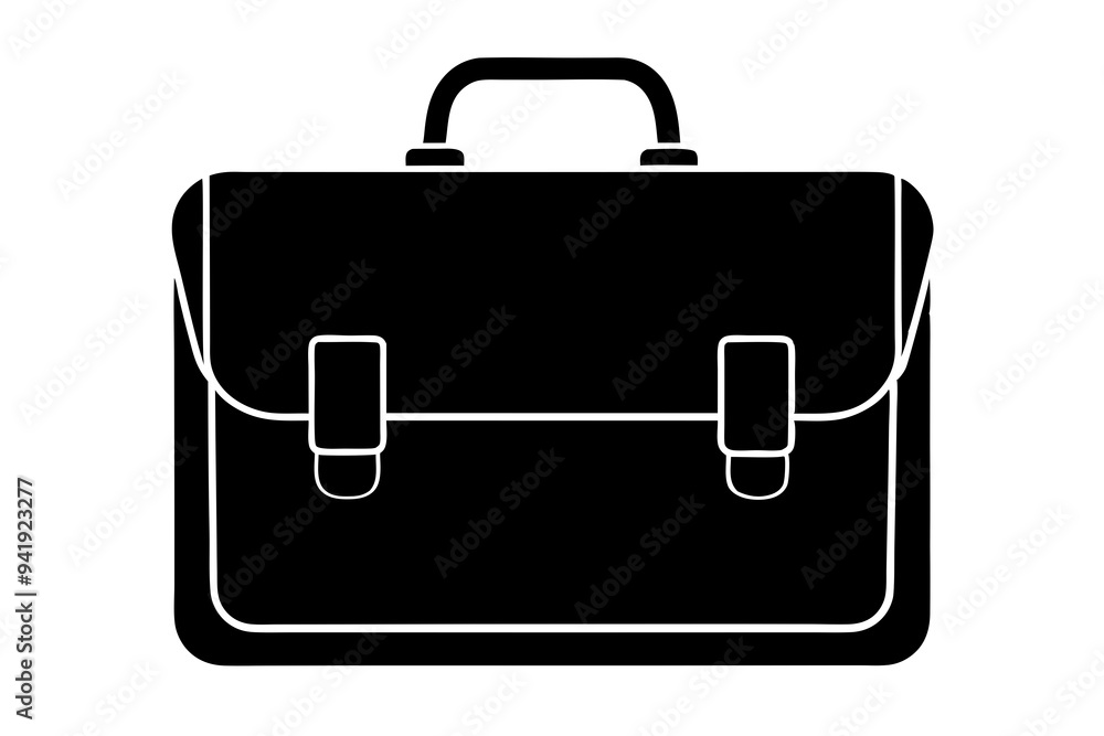 Briefcase silhouette vector on a white background Briefcase silhouette vector on a white background