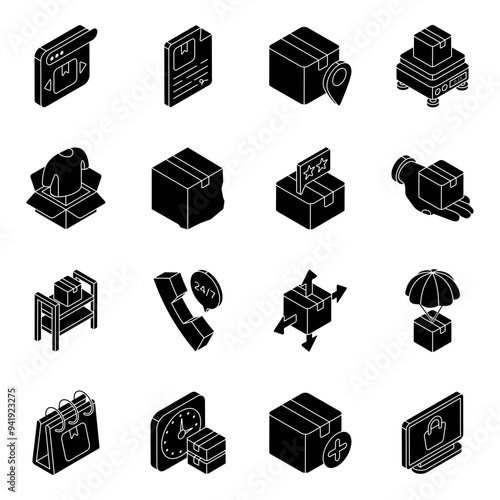 Set of Shipment Solid Icons

