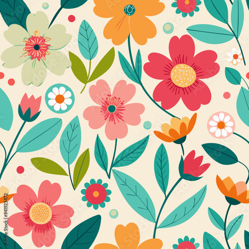 seamless floral pattern, seamless floral pattern with spring flowers