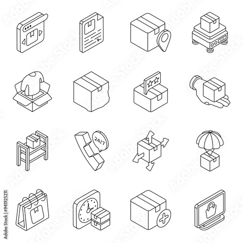 Set of Shipment Linear Icons

