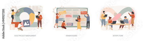 Software development company isolated concept vector illustration set.