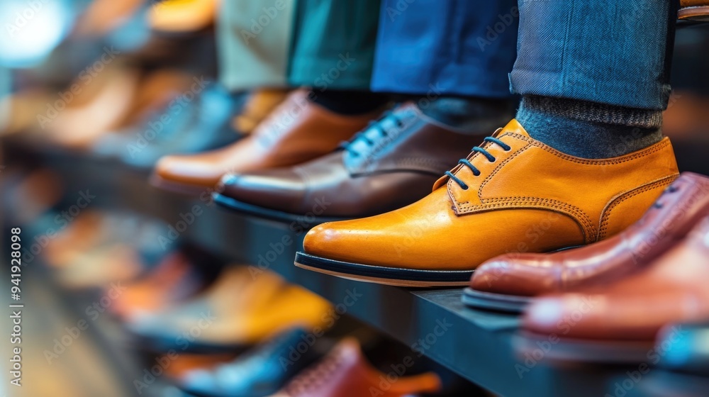 Workers efficiently assemble different styles of shoes in a bustling footwear factory Workers efficiently assemble different styles of shoes in a bustling footwear factory