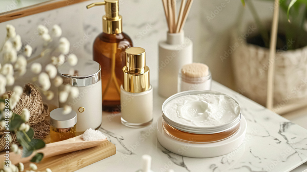 Skincare cosmetic product, spa and organic beauty cosmetics for bodycare, hair care, natural skin care routine Skincare cosmetic product, spa and organic beauty cosmetics for bodycare, hair care, natural skin care routine