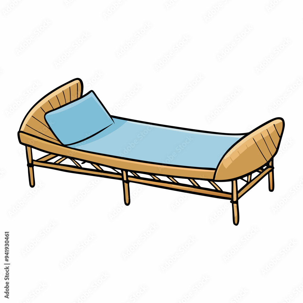 Minimalist Rattan Daybed on White Background vector Minimalist Rattan Daybed on White Background vector
