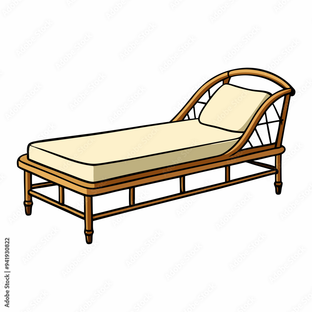 Minimalist Rattan Daybed on White Background vector Minimalist Rattan Daybed on White Background vector