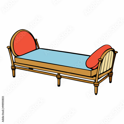 Minimalist Rattan Daybed on White Background vector