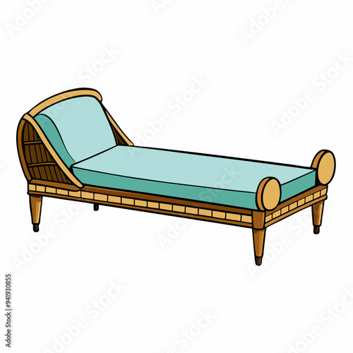 Minimalist Rattan Daybed on White Background vector