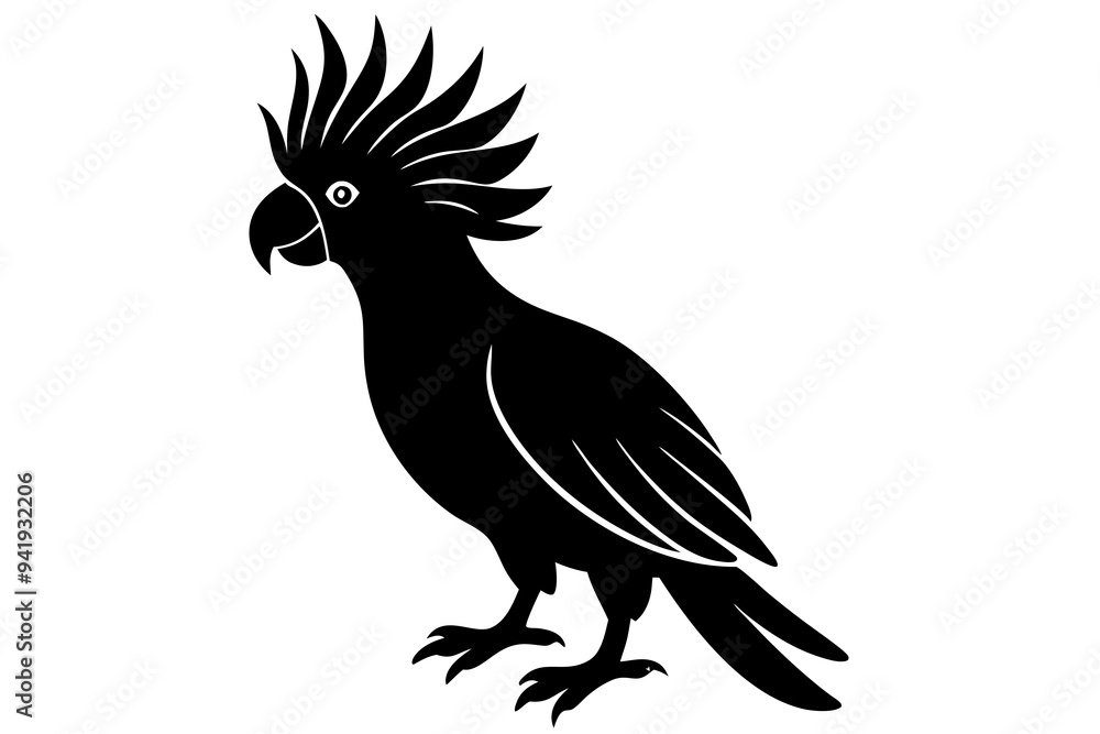 Fototapeta premium Cockatoo silhouette vector art illustration on a white background