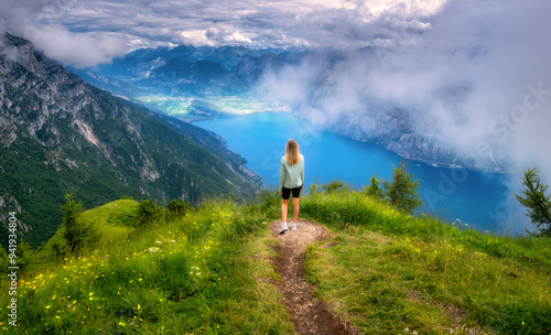 Young woman on the trail on...