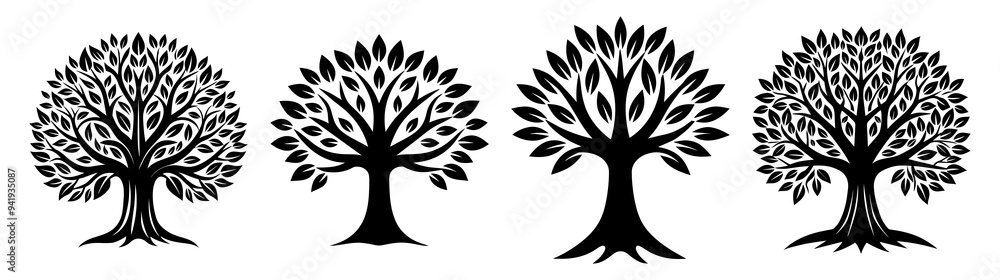 Obraz premium A set of tree silhouettes